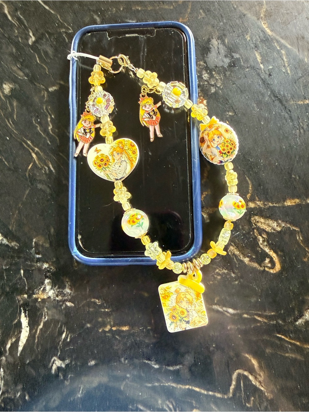 Yellow Floral Sailor Moon Character Phone Charm.
